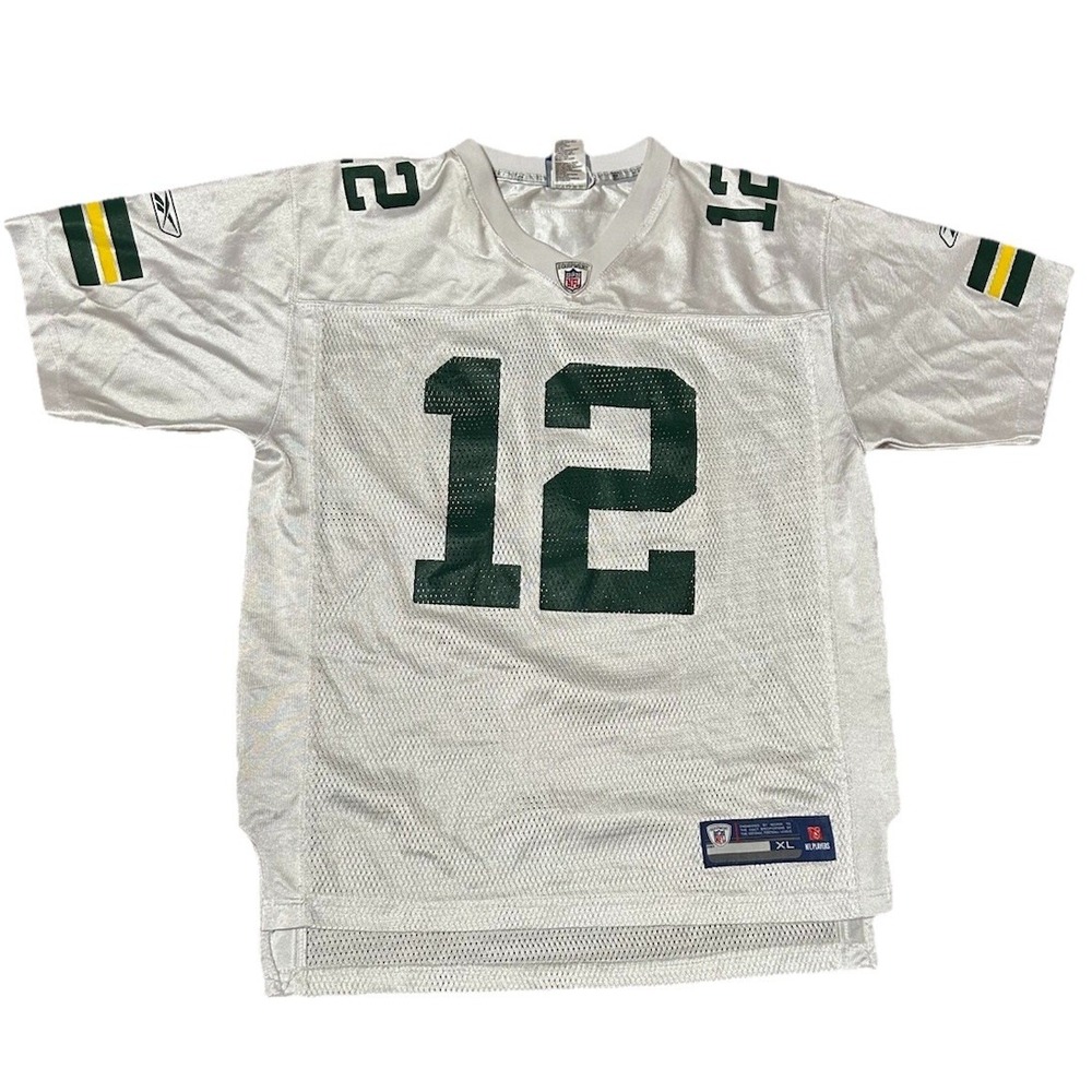 #12 Aaron Rodgers Green Bay Packers Jersey NFL Nike On Field Size YXL See Flaws